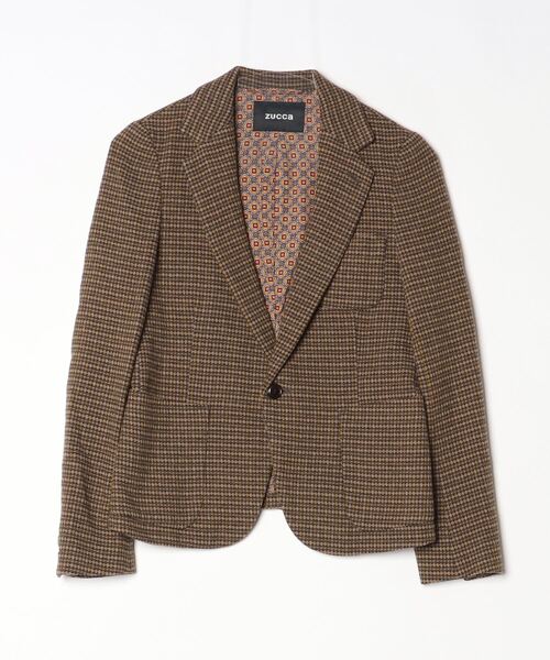 ZUCCa（ズッカ） チェック柄テーラードジャケット S ブラウン