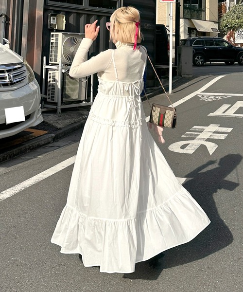 QUEENE AND BELLE ホワイトキャミソールワンピース QUEENE AND BELLE ホワイトキャミソールワンピース