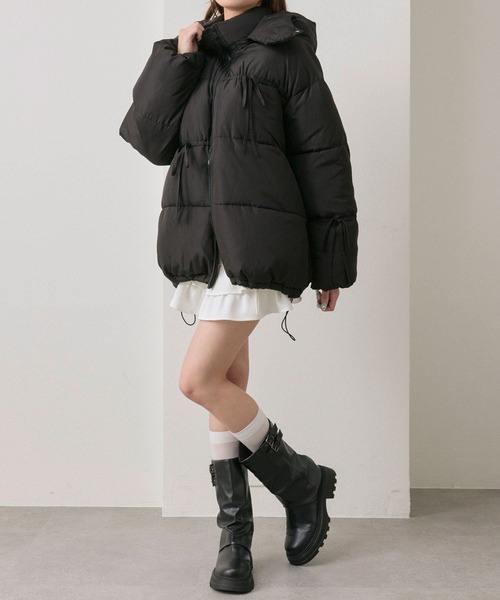 ✨本日限定値下✨美品✨  オリーブ ダウンジャケット セール】リボンエコダウンミドル丈ブルゾン（ダウンジャケット/コート