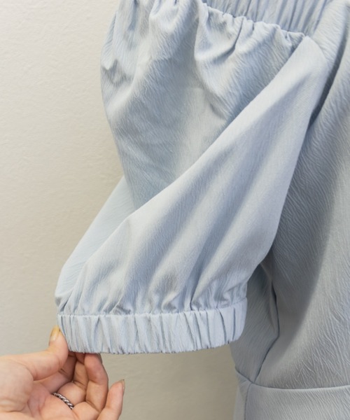 「CLETTE」 半袖ブラウス 3L ブルー レディース_画像2