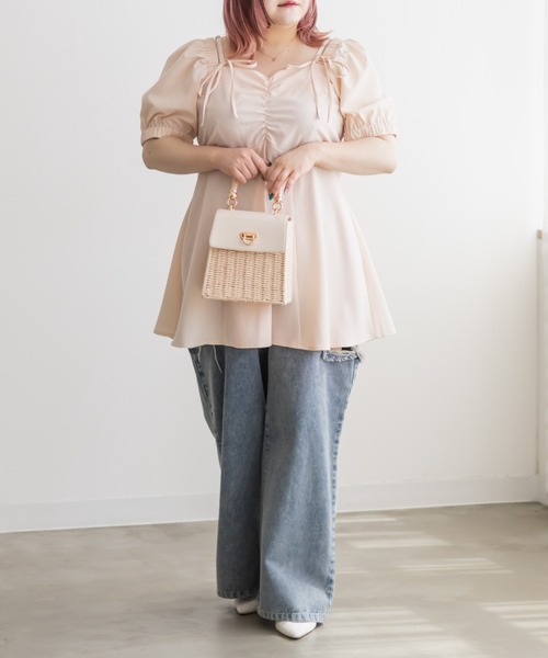 「CLETTE」 半袖ブラウス 3L ブルー レディース_画像9