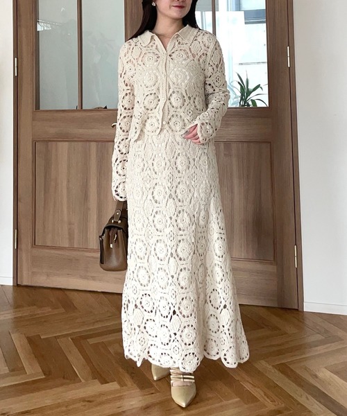 「mysty woman」 ニットカーディガン FREE アイボリー レディース_画像4