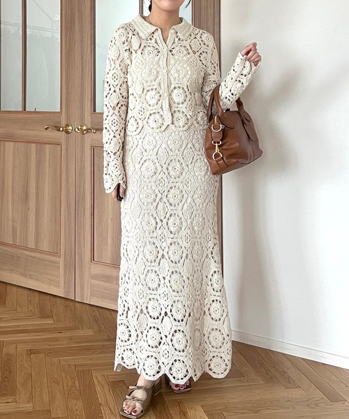 「mysty woman」 ニットカーディガン FREE アイボリー レディース_画像6