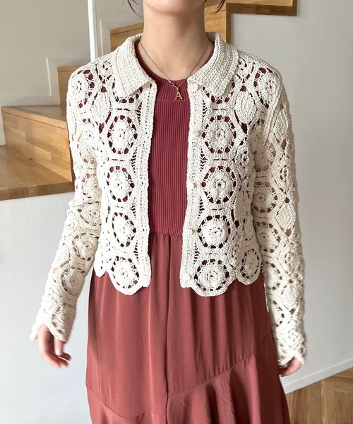 「mysty woman」 ニットカーディガン FREE アイボリー レディース_画像8