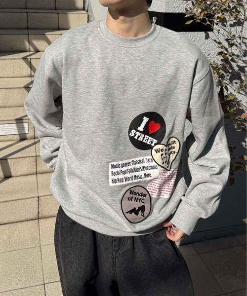 STONE  スウェット トレーナー ロゴパッチ ワッペ L STONE ISLAND ワッペンパッチ スウェット Cotton Round Neck Long
