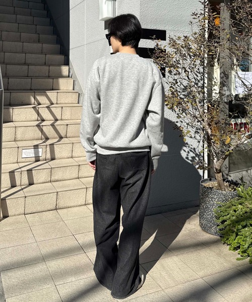 トレーナー スウェット 裏起毛ワッペンデザイントップス メンズ