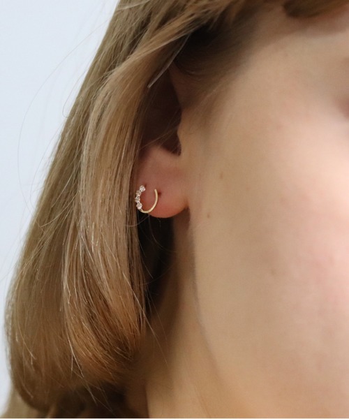 ピアス ダイヤモンド ホースシュー ピアス | K18 レディース メンズの画像