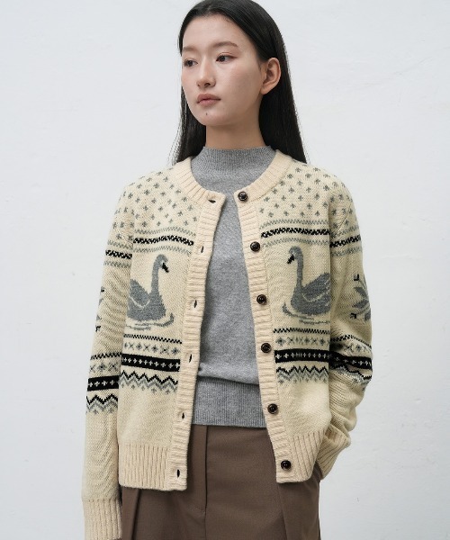 GENERAL IDEA カーディガン swan nordic knit cardigan スワン