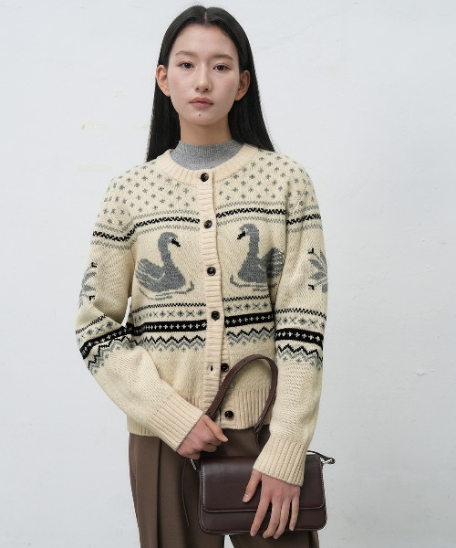 GENERAL IDEA カーディガン swan nordic knit cardigan スワン