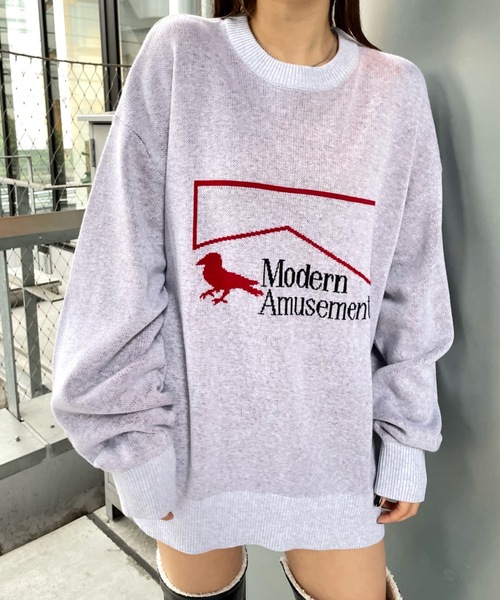 「Modern Amusement」 長袖ニット FREE アッシュグレー メンズ_画像6
