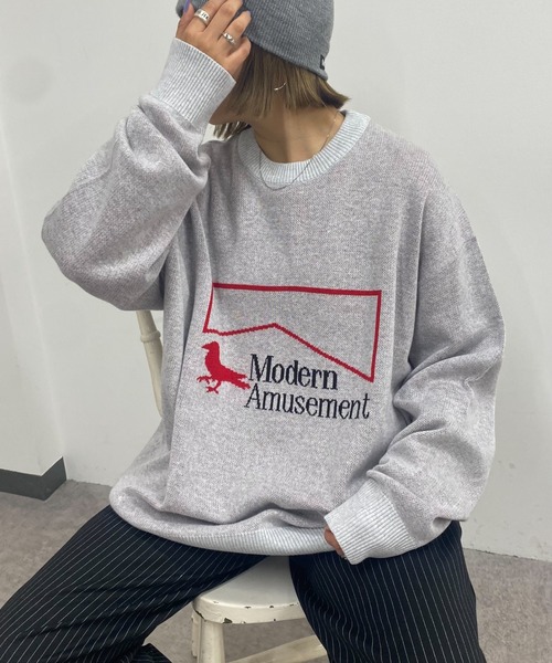 「Modern Amusement」 長袖ニット FREE アッシュグレー メンズ_画像8