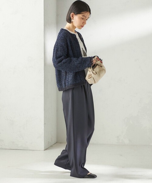 【美品】SHIPS★ニットジャケット★ミックス調グレー★M ニット SHIPS カーディガン 手洗い可能〉ミックスカラー 「手洗い可能」コットン レディース