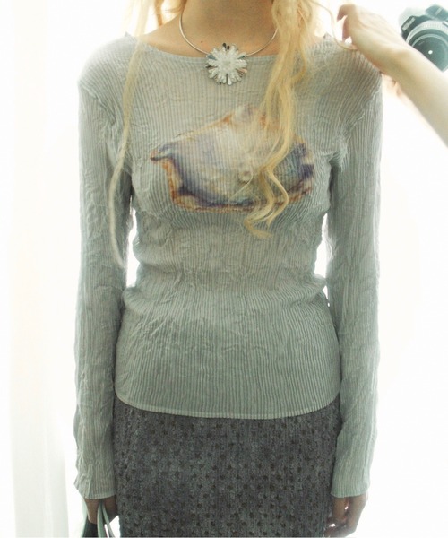 【musubore】pleated print tops musubore（ムスボレ）の「【 select 】pleated print tops /プリーツ