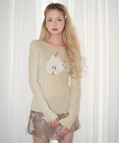 【musubore】pleated print tops musubore（ムスボレ）の「【 select 】pleated print tops /プリーツ