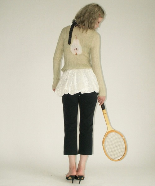 musubore（ムスボレ） tシャツ pleatsed print sheer tops / プリーツ