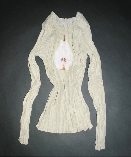 musubore（ムスボレ） tシャツ pleatsed print sheer tops / プリーツ