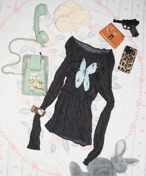 pleatsed print tops プリーツプリントトップス　リボン pleatsed print sheer tops / プリーツプリントトップス（Tシャツ