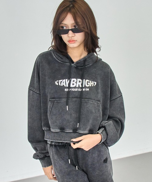 ANAP（アナップ） パーカー ウォッシュ加工 メタルプリント スウェット