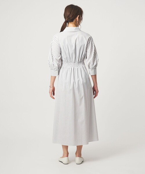 ワンピース シャツ襟 フィット＆フレア タック 5分袖 ワンピースの画像