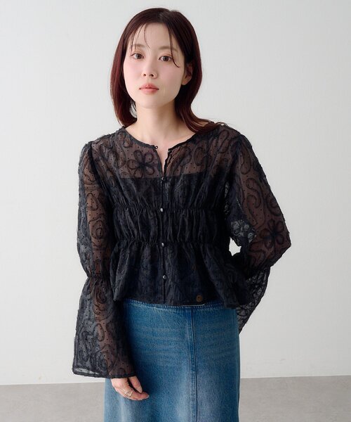 CADUNE　チュールブラウス　黒　M CADUNE（カデュネ）の「チュールブラウス（シャツ/ブラウス）」 - WEAR
