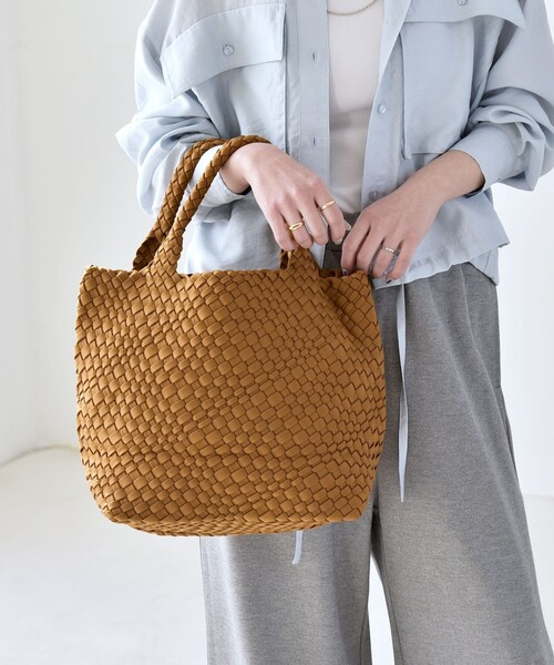 quaranciel トートバッグ quaranciel: ポーチ付き メッシュ 編み込み