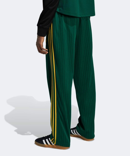 新品　adidas フェイクレザー ファイヤーバード トラックスーツパンツ緑L adidas（アディダス）の「フェイクレザー アディカラー スリー