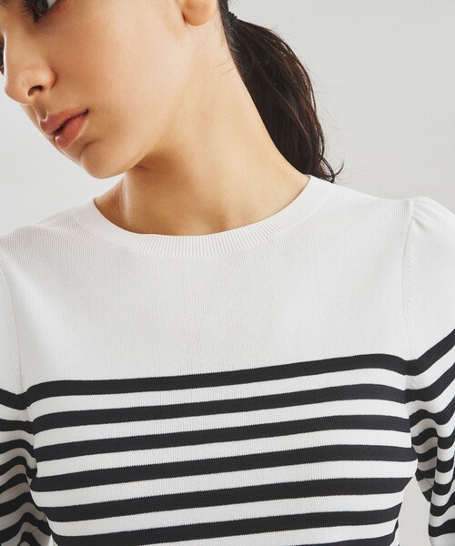 「GRACE CONTINENTAL」 「Diagram」7分袖ニット 36 ブルー レディース_画像5