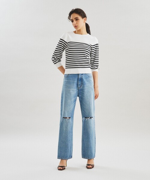 「GRACE CONTINENTAL」 「Diagram」7分袖ニット 36 ブルー レディース_画像8