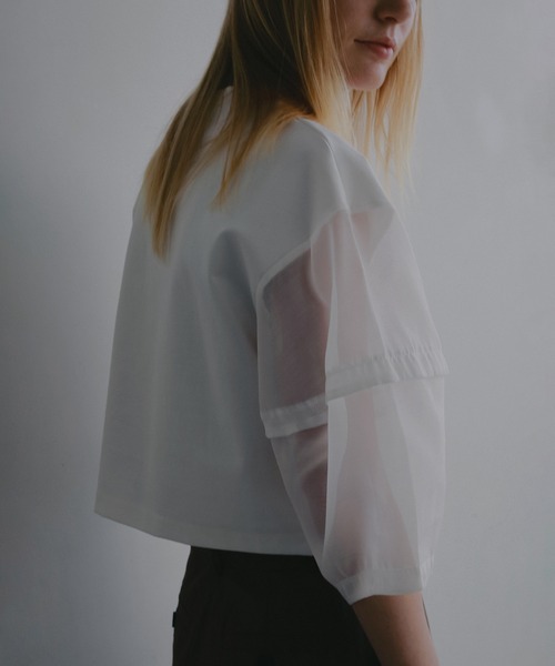 MANOF（マノフ） tシャツ SHEER SLEEVES CUT TOPS レディース
