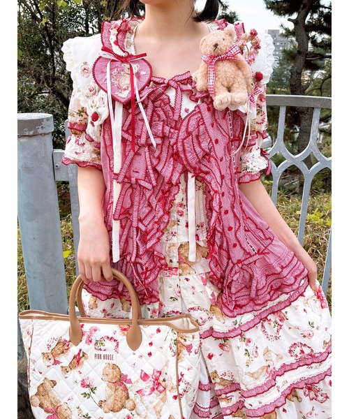 PINK HOUSE（ピンクハウス） つけ襟 付け襟 テディ＆ローズモチーフ