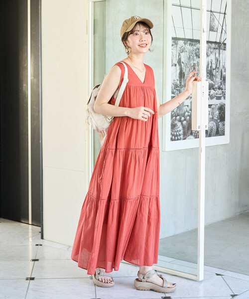 ワンピース 限定展開　インド ティアード ハシゴレース ノースリーブ ワンピースの画像