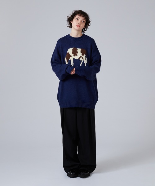 「ONCILY」 長袖ニット SMALL ネイビー メンズ_画像8