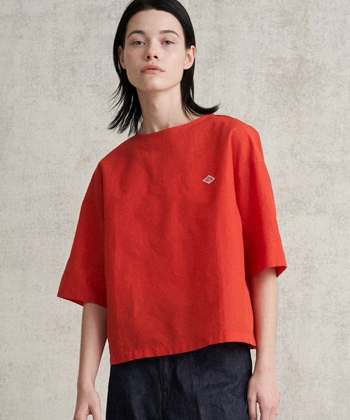 DANTON 赤 半袖シャツ Danton（ダントン） 半袖ブラウス 38 レッド レディース : ZOZOTOWN