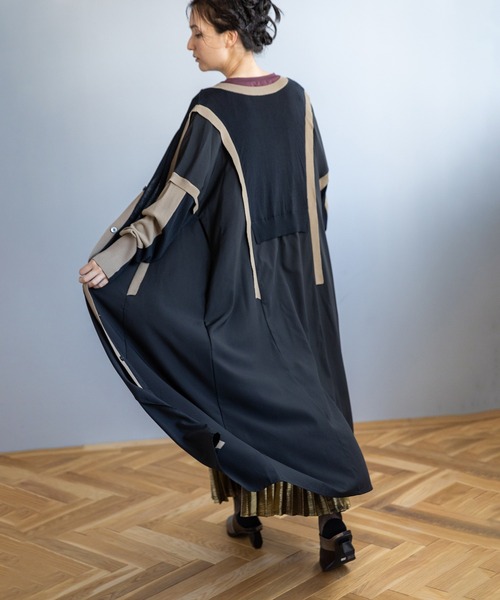 「OSMOSIS」 長袖ワンピース ONE SIZE ブラック レディース_画像5