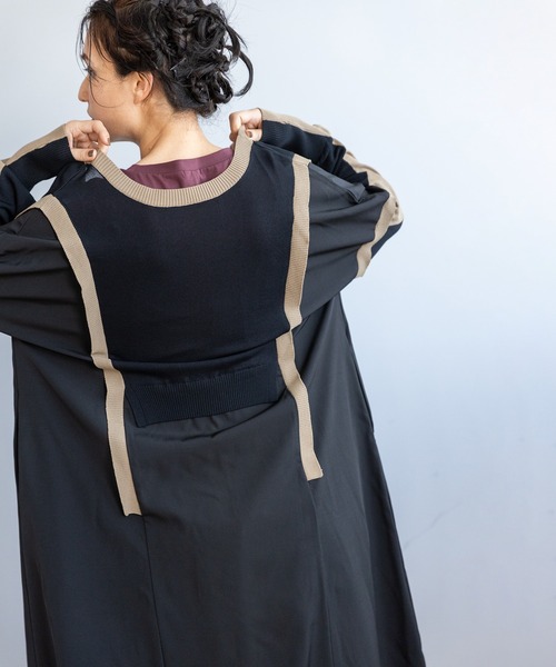 「OSMOSIS」 長袖ワンピース ONE SIZE ブラック レディース_画像6