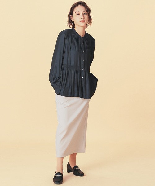 「GLACIER lusso」 長袖ブラウス M ダークオレンジ レディース_画像4