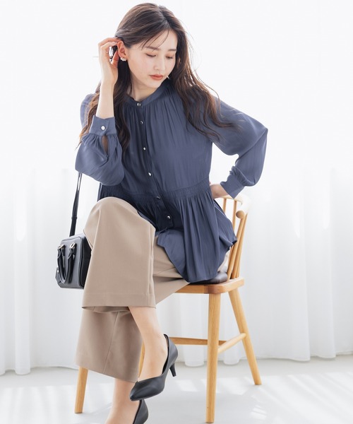 「GLACIER lusso」 長袖ブラウス M ダークオレンジ レディース_画像8