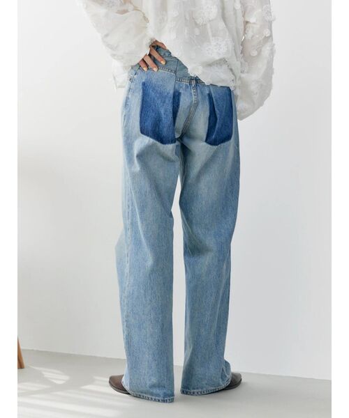 ジーンズ デニム デニムパンツ リメイクデザインルーズデニム レディースの画像