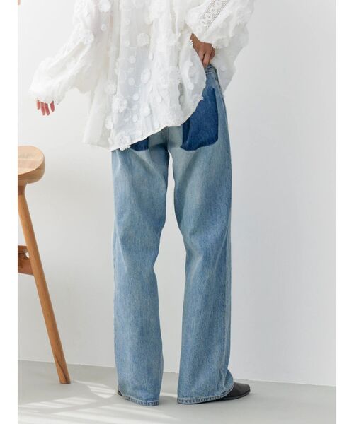 ジーンズ デニム デニムパンツ リメイクデザインルーズデニム レディースの画像