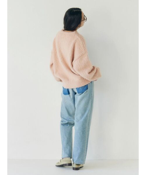 ジーンズ デニム デニムパンツ リメイクデザインルーズデニム レディースの画像