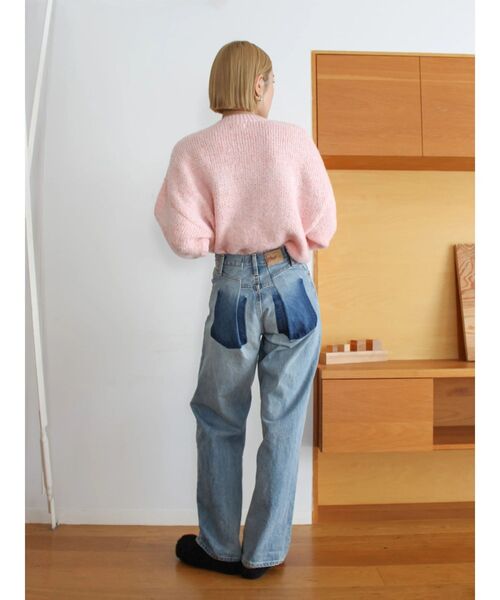 ジーンズ デニム デニムパンツ リメイクデザインルーズデニム レディースの画像