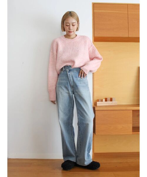 ジーンズ デニム デニムパンツ リメイクデザインルーズデニム レディースの画像