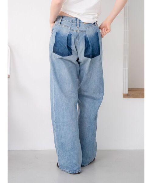 ジーンズ デニム デニムパンツ リメイクデザインルーズデニム レディースの画像