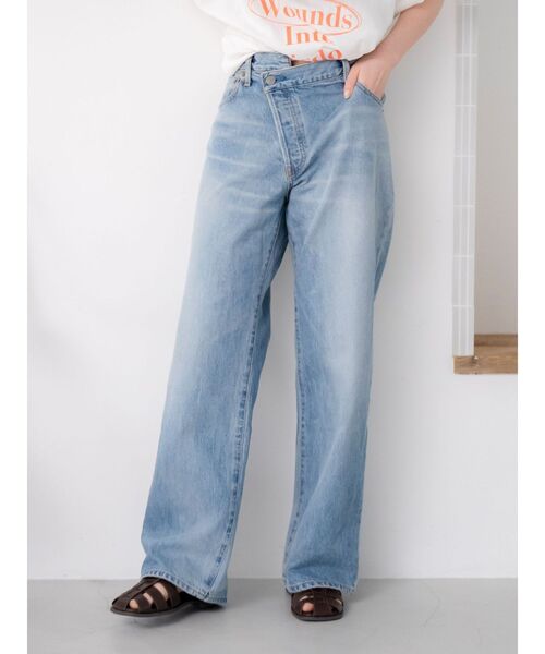 ジーンズ デニム デニムパンツ リメイクデザインルーズデニム レディースの画像