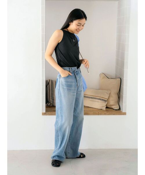 ジーンズ デニム デニムパンツ リメイクデザインルーズデニム レディースの画像