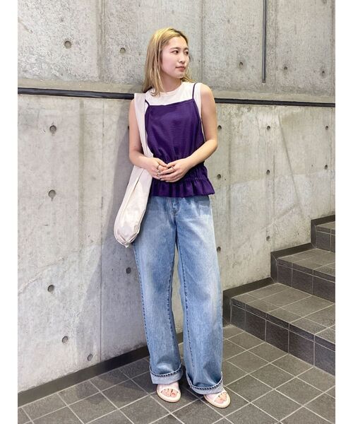ジーンズ デニム デニムパンツ リメイクデザインルーズデニム レディースの画像