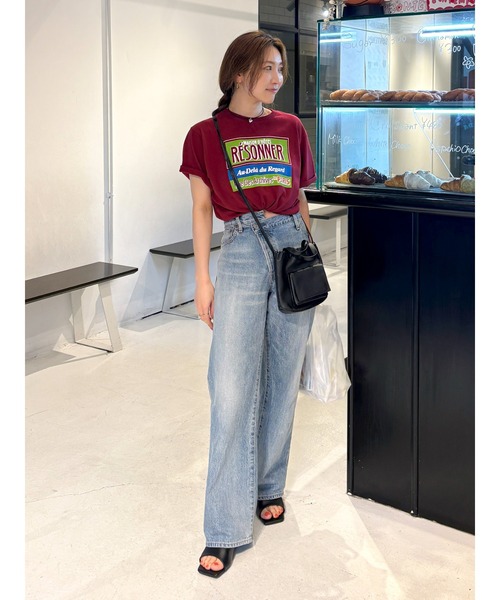 ジーンズ デニム デニムパンツ リメイクデザインルーズデニム レディースの画像