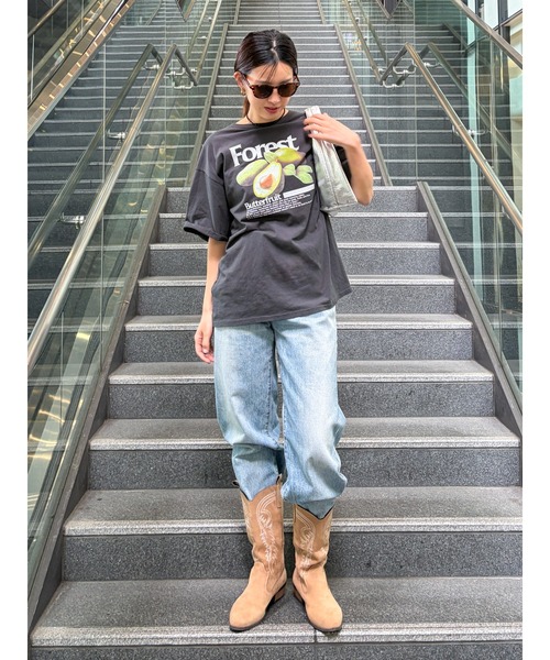 ジーンズ デニム デニムパンツ リメイクデザインルーズデニム レディースの画像