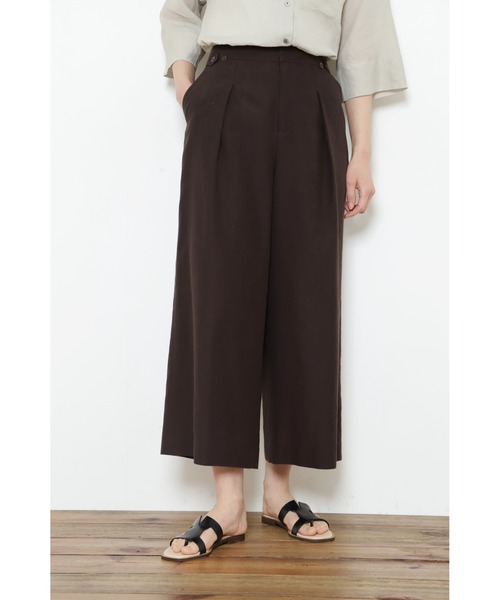 human woman パンツ レーヨンリネンセミワイドパンツ レディース