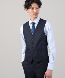 TAKEO KIKUCHI ストライプベスト スーツ L メンズ ビジネス 仕事 TAKEO KIKUCHI スーツ ベスト 「Sサイズ〜」シャイニー